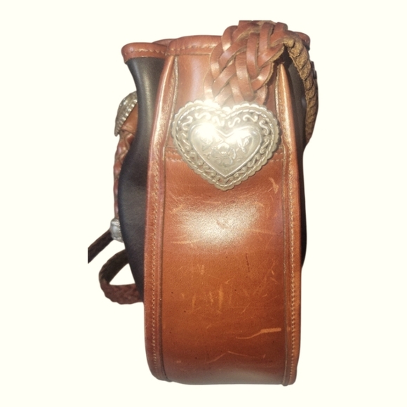 Brighton Vintage Outwest Black and Brown Leather Drawstring Bucket Bag - Picture 2 of 10